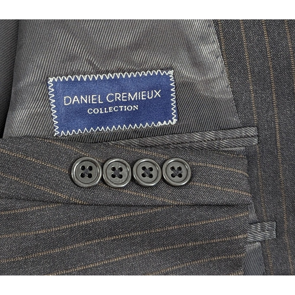 Daniel Cremieux Gray Gold Pinstrip Loro Piana Wool Sport Coat Jacket Blazer 43R
